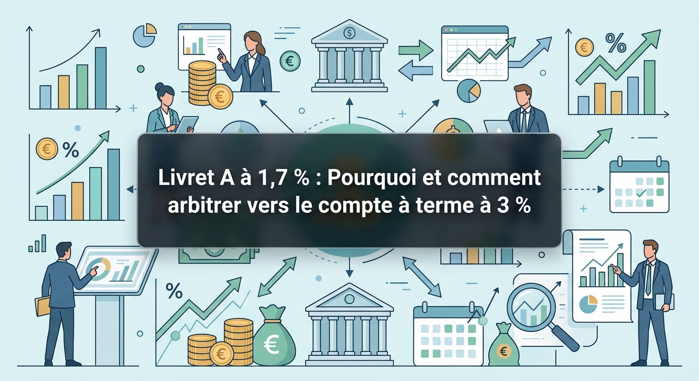 Avec le Livret A à 1,7 %, les comptes à terme jusqu&rsquo;à 3 % s&rsquo;imposent comme l&rsquo;alternative idéale pour dynamiser vos liquidités excédentaires en toute sécurité.